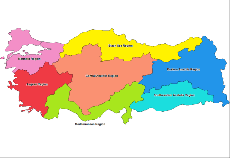 Map of Turkey by Regions - Turizm.net